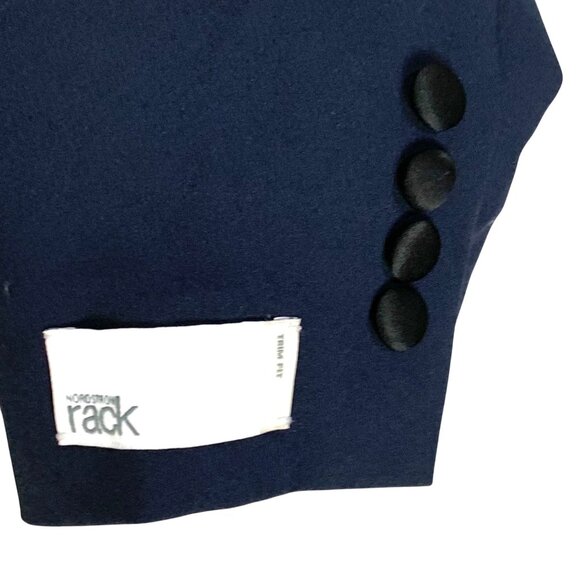 Mens Navy Blue Trim Fit Tuxedo Jacket Black Satin Shawl Lapel 40R Nordstrom Rack - Picture 7 of 13